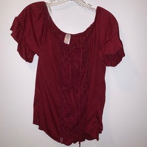 Maroon Off The Shoulder Top